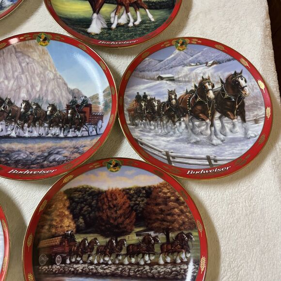 Lot of 7 Budweiser Clydesdales Collector Plates 1998 1999 2000 Winter Beach Farm - Picture 4 of 12